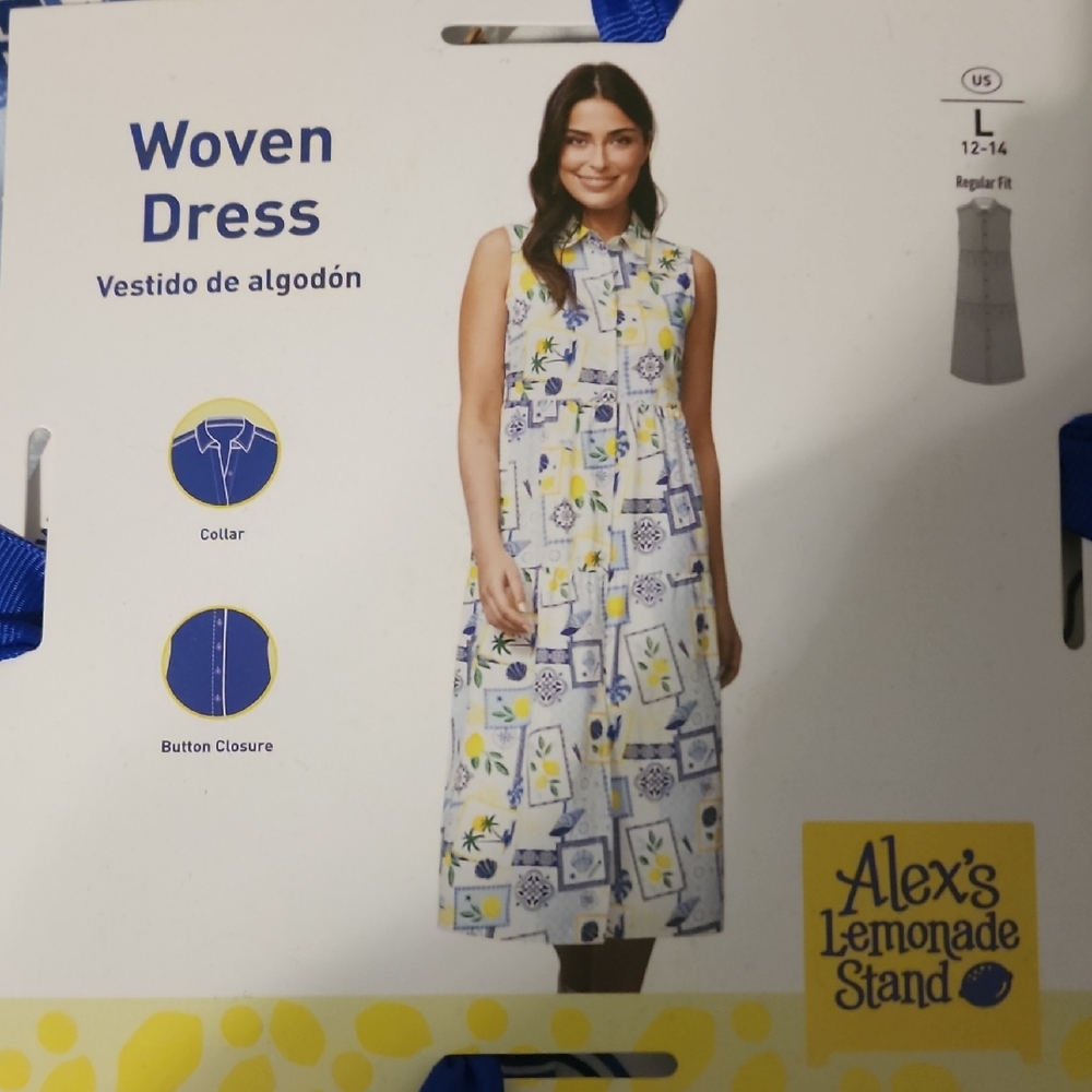 Women's Woven Dress - White and Blue